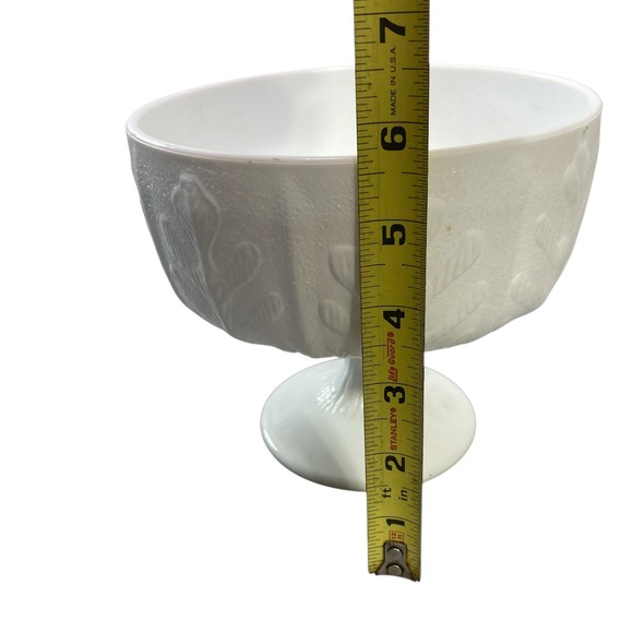 Vintage FTD Milk Glass Footed Compote Bowl Vase Floral Embossed 1975 - Picture 2 of 8